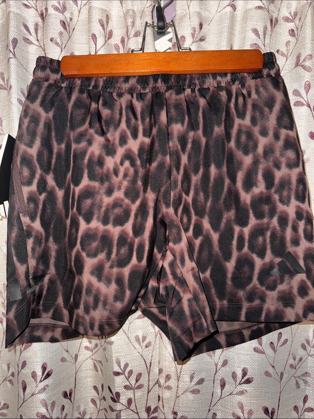 Men's Athletic Shorts - Brown Leopard Print